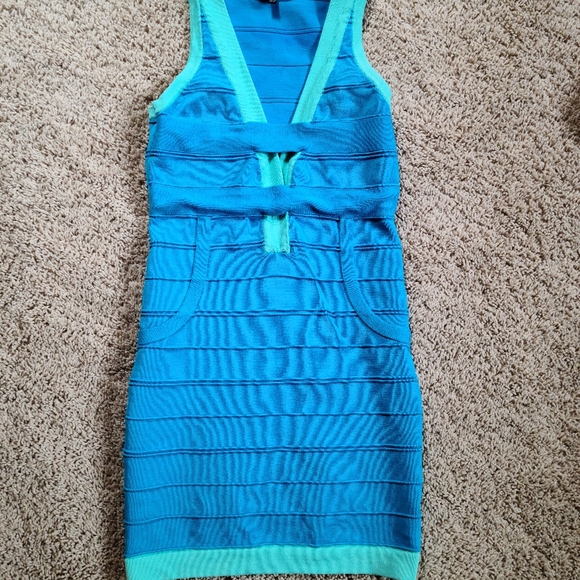 Wow Couture bandage mini dress sz S. Blue - Picture 1 of 5